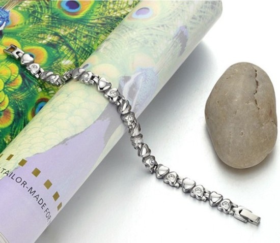 Жіночий браслет з магнетитами і камінцями із медичної сталі 20см BS-066 BS-066 фото