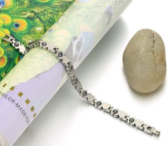 Жіночий браслет з магнетитами і камінцями із медичної сталі 20см BS-066 BS-066 фото