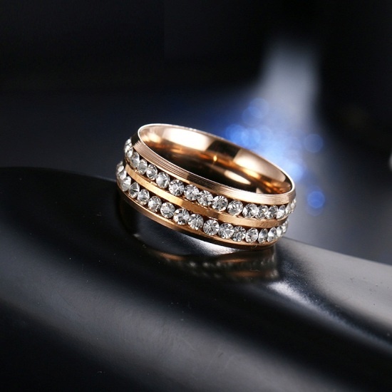 Позолоченное женское кольцо с камнями из медицинской стали RS-013 RS-013 фото