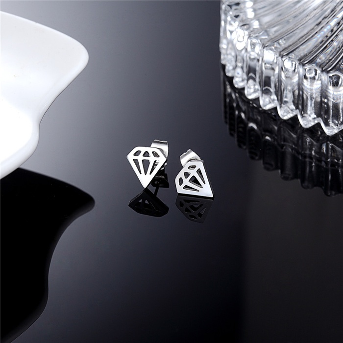 Сережки діамант з нержавіючої медичної сталі ES-101 ES-101 фото