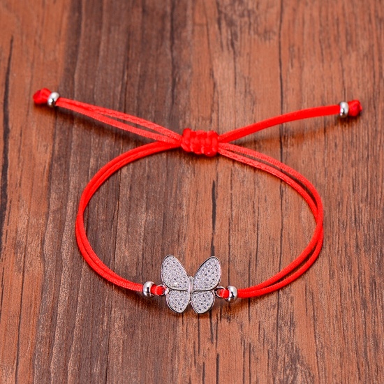 Браслет красная нить на руку оберег бабочка с камушками длина регулируется до 26см BR-011 BR-011 фото