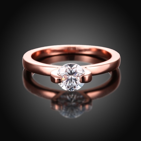 Женское кольцо с позолотой и белым камнем RG-003 RG-003 фото