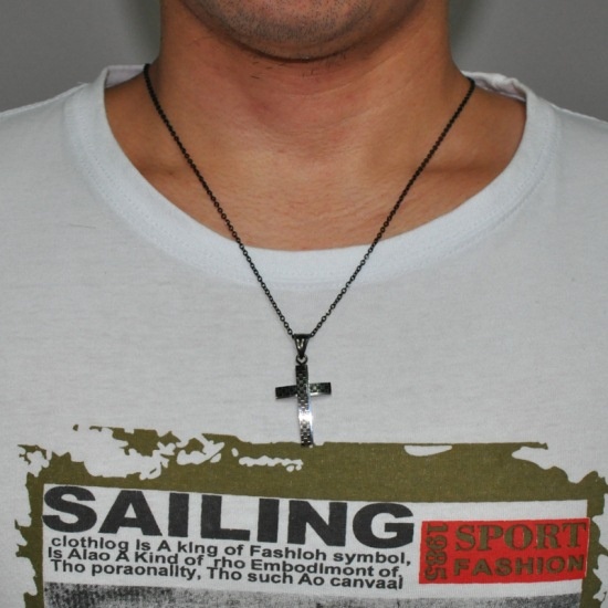Хрестик з емаллю із нержавіючої медичної сталі PSC-030 PSC-030 фото