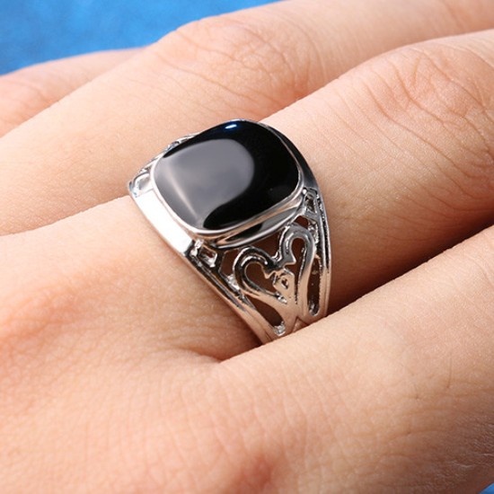 Чоловічий перстень печатка з чорною вставкою RG-111 RG-111 фото