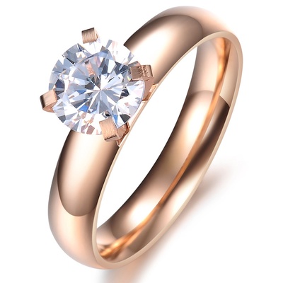 Позолоченное женское кольцо с большим камнем из медицинской стали RS-001 RS-001 фото