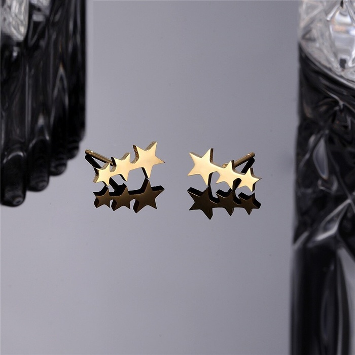 Сережки зірки з нержавіючої медичної сталі з позолотою ES-180 ES-180 фото