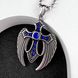 Хрестик з крилами і синіми каменями з медичної сталі PSC-052  PSC-052 фото 2