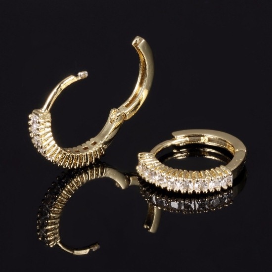 Жіночі сережки з позолотою і камінцями EG-009 EG-009 фото