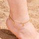 Жіночий браслет на ногу листочок з позолотою із медичної сталі довжина регулюється до 26 см BA-029 BA-029 фото 2